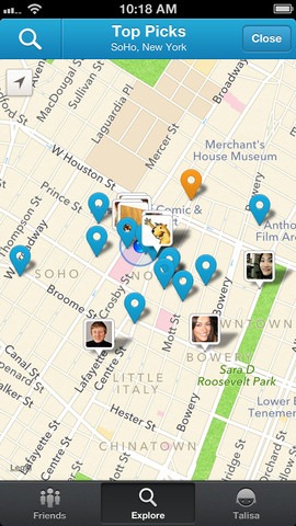 Screenshot of Foursquare App