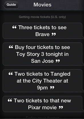 Siri Movie Ticket Booking in iOS 6.1