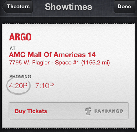 Siri Movie Ticket Booking in iOS 6.1