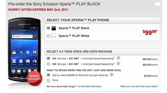 Sony Ericsson Xperia Play Rogers Pre-Order