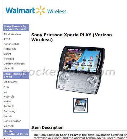 SE Xperia Play Popped Up On Walmart
