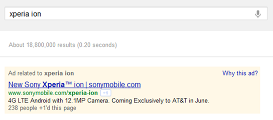 Sony Xperia Ion Teased On Google Ad