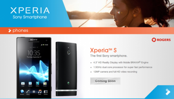 Sony Xperia S For Rogers Canada