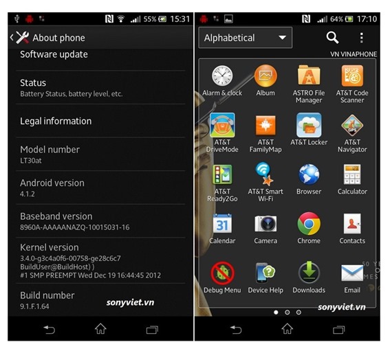 Sony Xperia T/TL Android 4.1.2 Jelly Bean Update 9.1.F.1.64