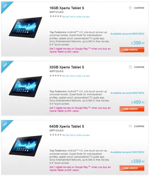 Sony Xperia Tablet S Pre Order