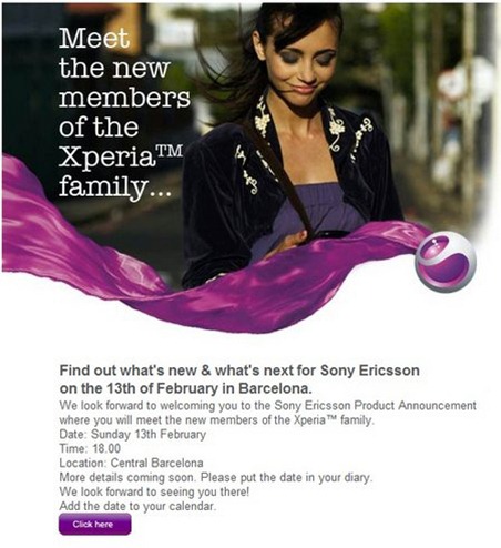 Sony Ericsson's MWC Invite for New Xperia Family