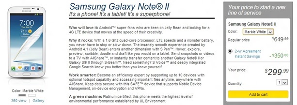 Sprint’s Galaxy Note II Now Available for $299