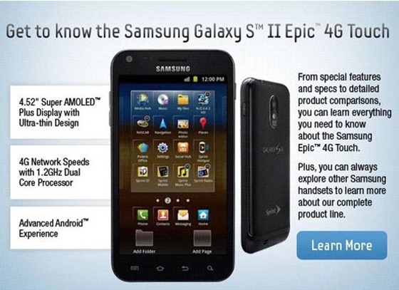 Samsung Galaxy S II Epic 4G Touch Training