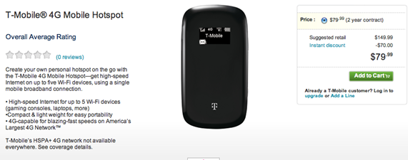 T-Mobile 4G Mobile Hotspot Pricing