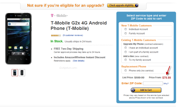 T-Mobile G2X Amazon deal