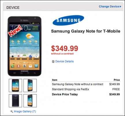 T-Mobile Galaxy Note's Off Contract Pricing From Walmart