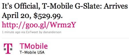 T-Mobile G-Slate Release Date & Price
