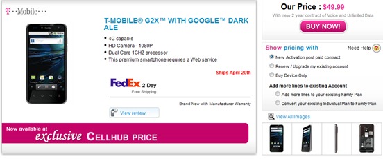 T-Mobile G2X CellHub Pre-Order