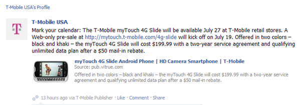 T-Mobile myTouch 4G Slide release date