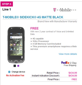 T-Mobile Sidekick 4G Cellhub Pricing
