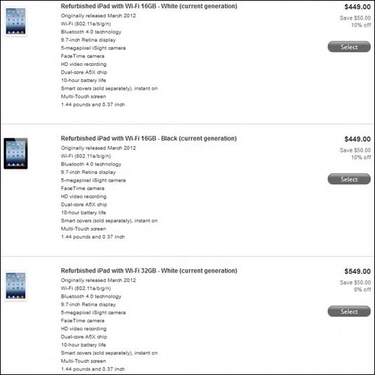 Refurbished New iPad Price Tags