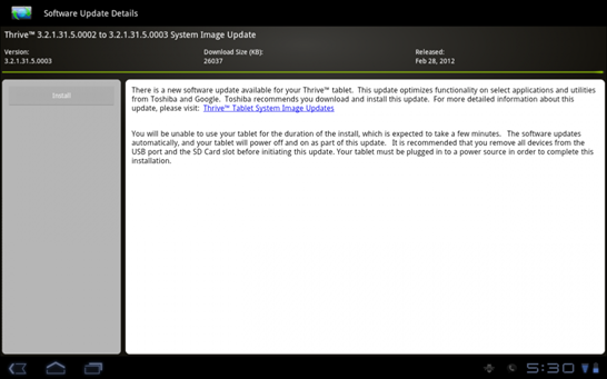 Toshiba Thrive Gets 3.2.1.31.5.0003 Update