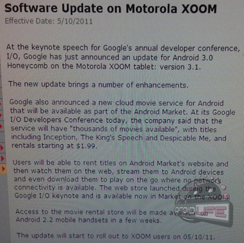 Android 3.1 Update For Verizon Motorola Xoom