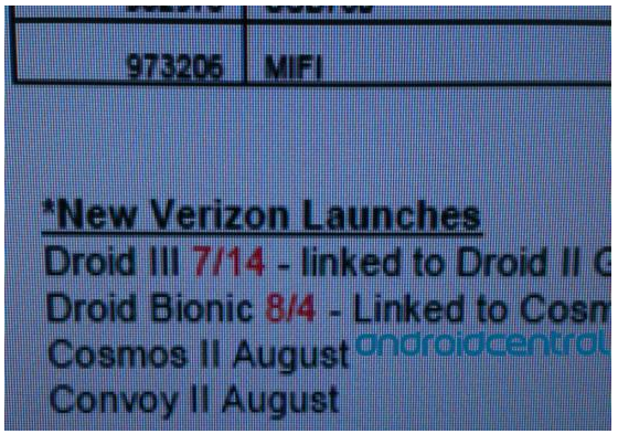 Verizon Droid Bionic release date leak