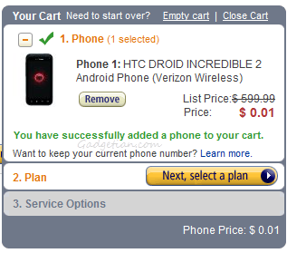 Verizon Droid Incredible 2 Amazon deal