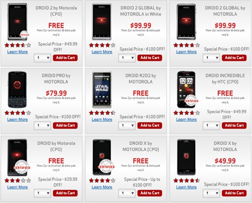 Verizon-Droid-PhoneS-#100 Off-Special-Deal