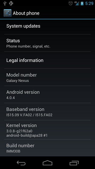 Galaxy Nexus Android 4.0.4 ICS IMM30B