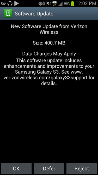 Verizon Galaxy S III Jelly Bean Update JRO03L