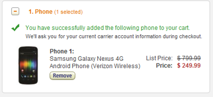 Samsung Galaxy Nexus $249.99 At Amazon