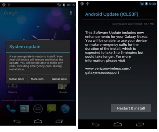 Samsung Galaxy Nexus Android 4.0.2 ICS Update ICL53F
