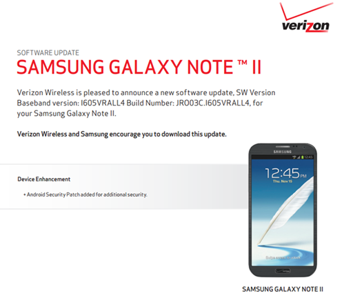 Verizon Galaxy Note II Update LL4