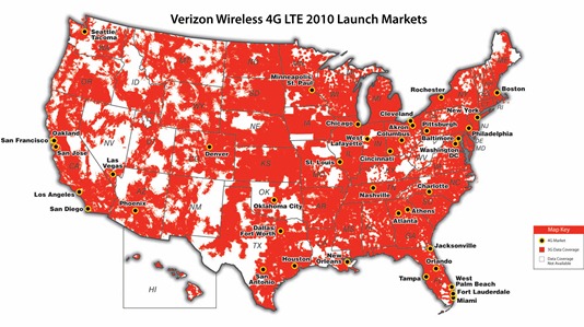 Verizon's 4G LTE Areas
