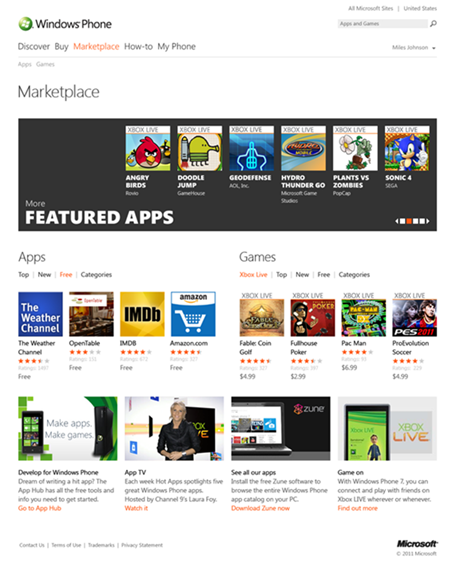 WP7 Mango Web Marketplace Detailed