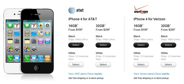 White iPhone 4 Pricing On AT&T, Verizon
