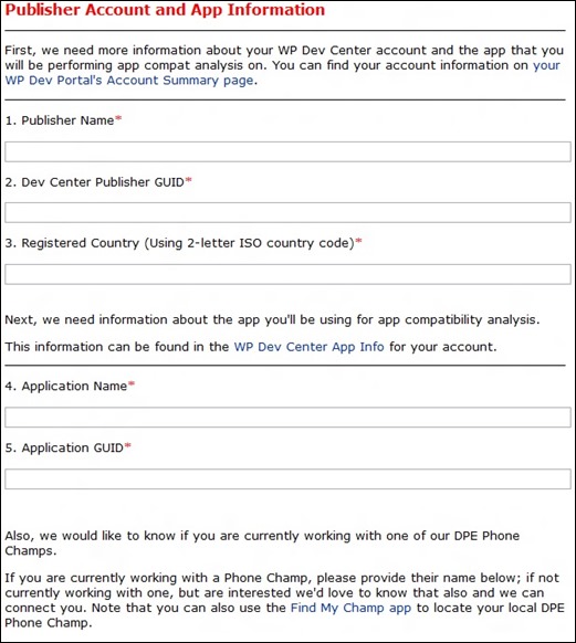 Windows Phone 8 SDK Application Form