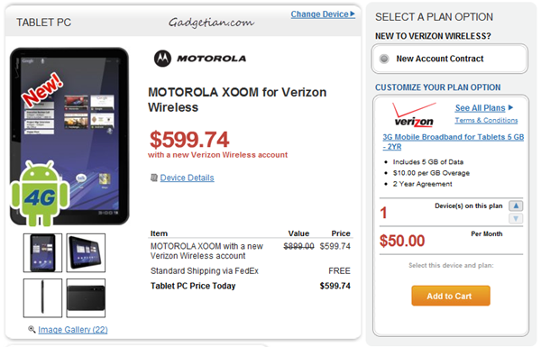 Xoom 3G Sam's Club price