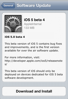 Apple iOS 5 Beta 4 Available 