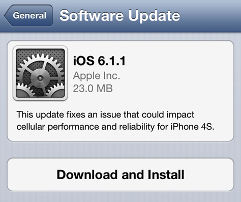 iOS 6.1.1 Update for iPhone 4S