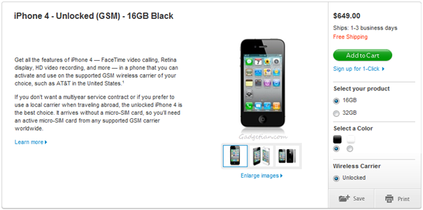 Unlocked iPhone 4 US sale at Apple Stores