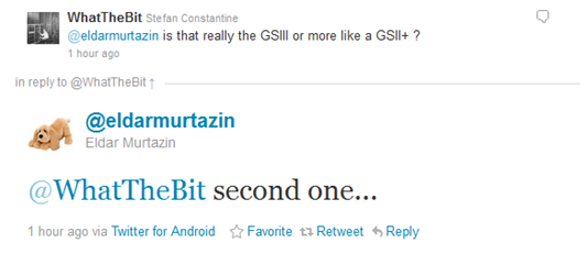 Samsung Galaxy S II Plus Tweet Confirmation